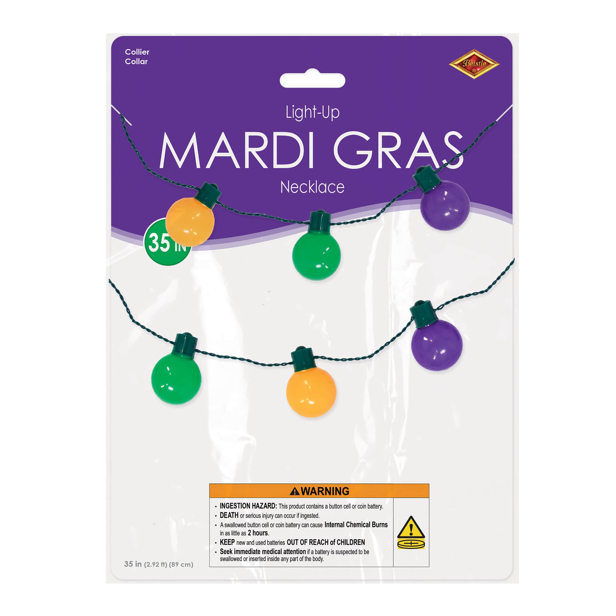 Beistle 35" Pre-Lit Light-Up Oversized Mardi Gras Necklace